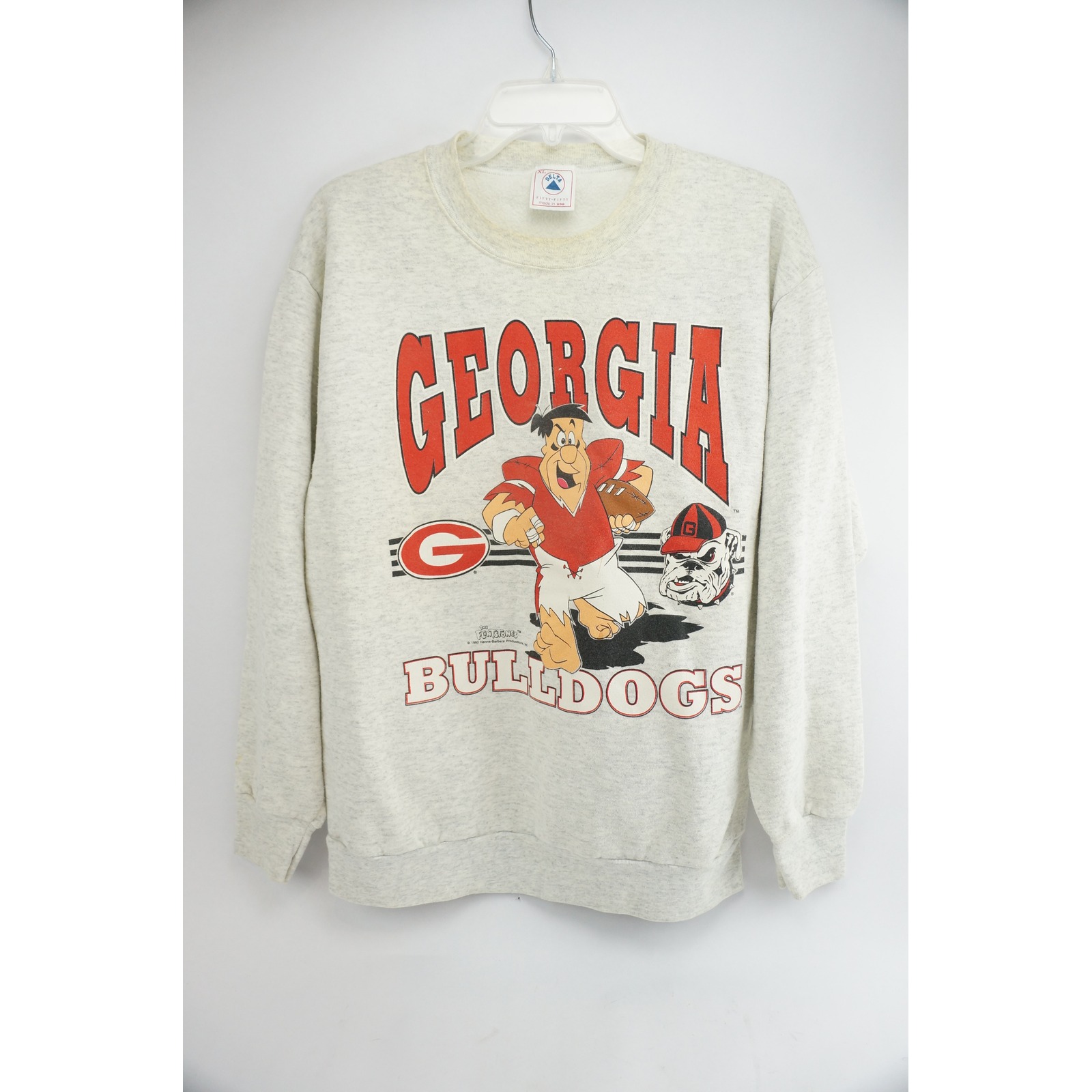 Delta Sweatshirt Mens Xl Gray Georgia Bulldogs Fred Flintstone 1993 Vintage Good